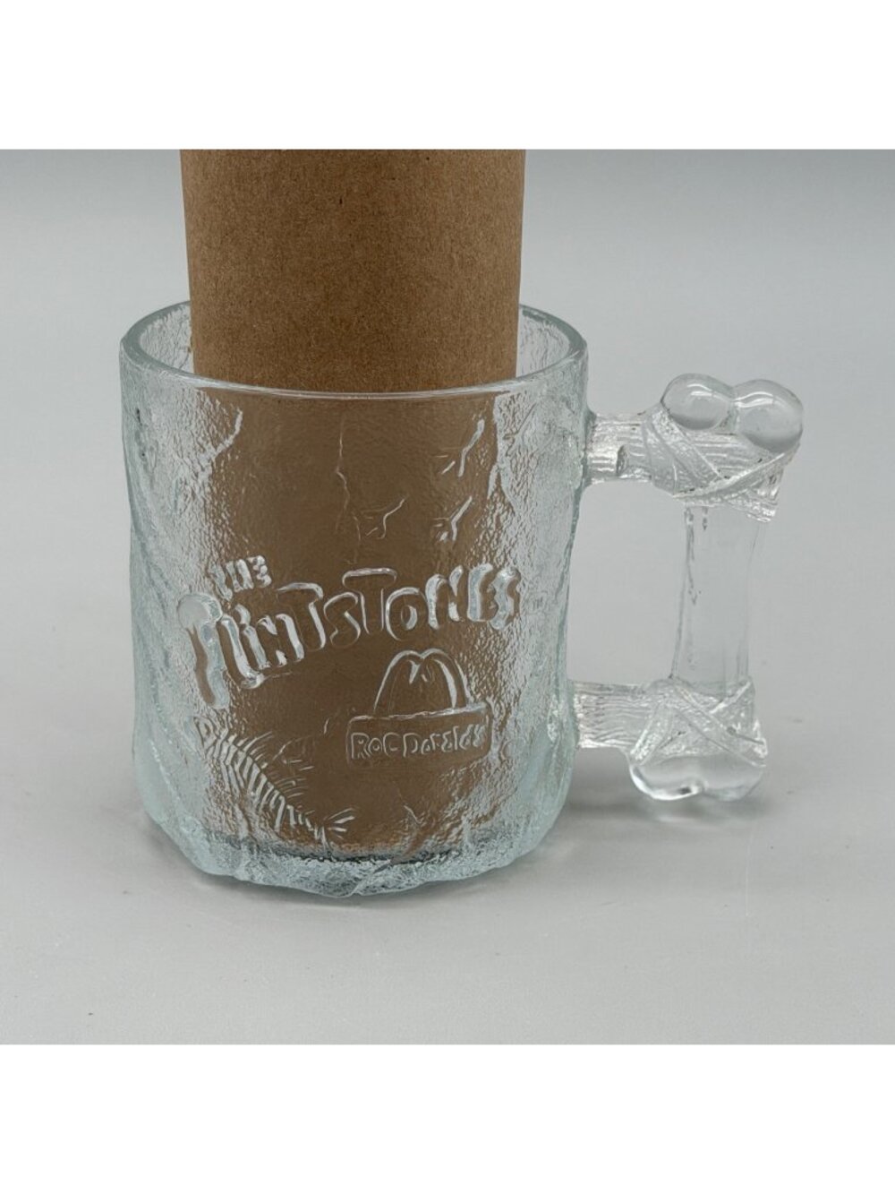 Flintstones RocDonalds McDonalds 3.5" Glass "Pre Dawn Mug" Bone Handle Drinkware